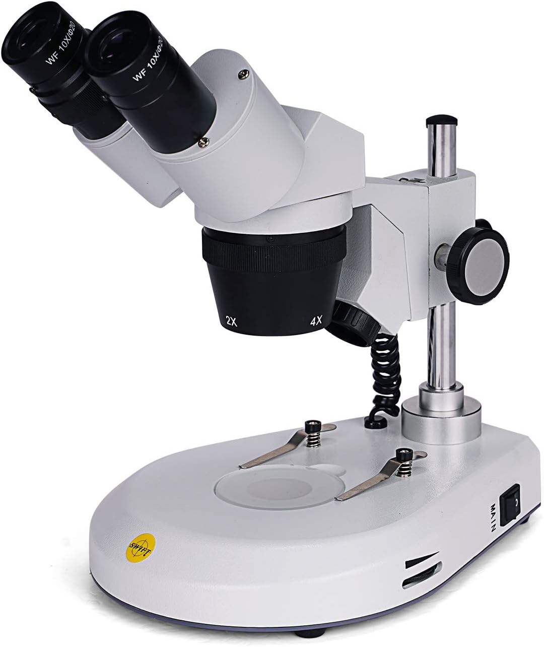 Swift S306S-20-2L Binocular Stereo Microscope, 20X/40X/80X Magnification, 360Â° Rotatable Forward-Mounted Head, Wide-Field 10X/20X Eyepieces, Upper & Lower LED Lights, Reversible Stage Plate