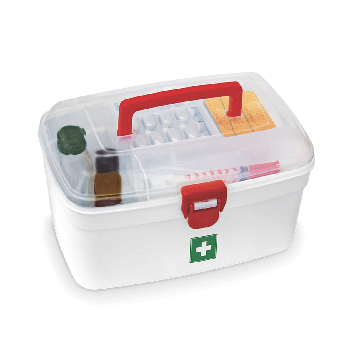 MILTON Plastic Medicine Box, First Aid Box, Set of 6, Small Storage with Handle, Emergency Indoor Outdoor Medical Utility Cabinet Organizer, Transparent, Portable Lockable & Detachable Tray