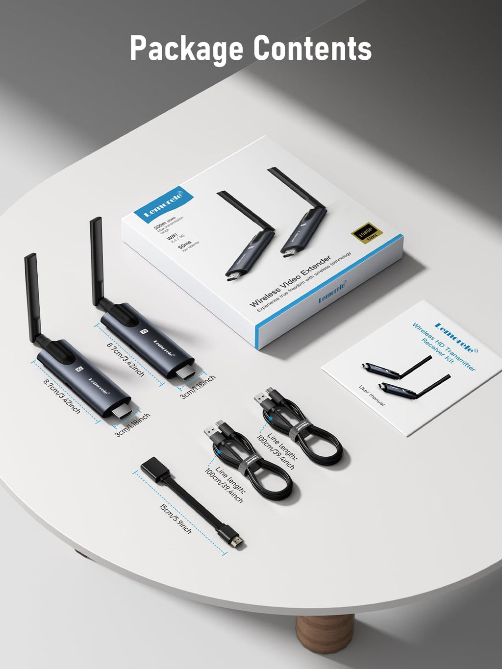 Lemorele Wireless HDMI Transmitter and Receiver, Deep Gray Aluminum Alloy