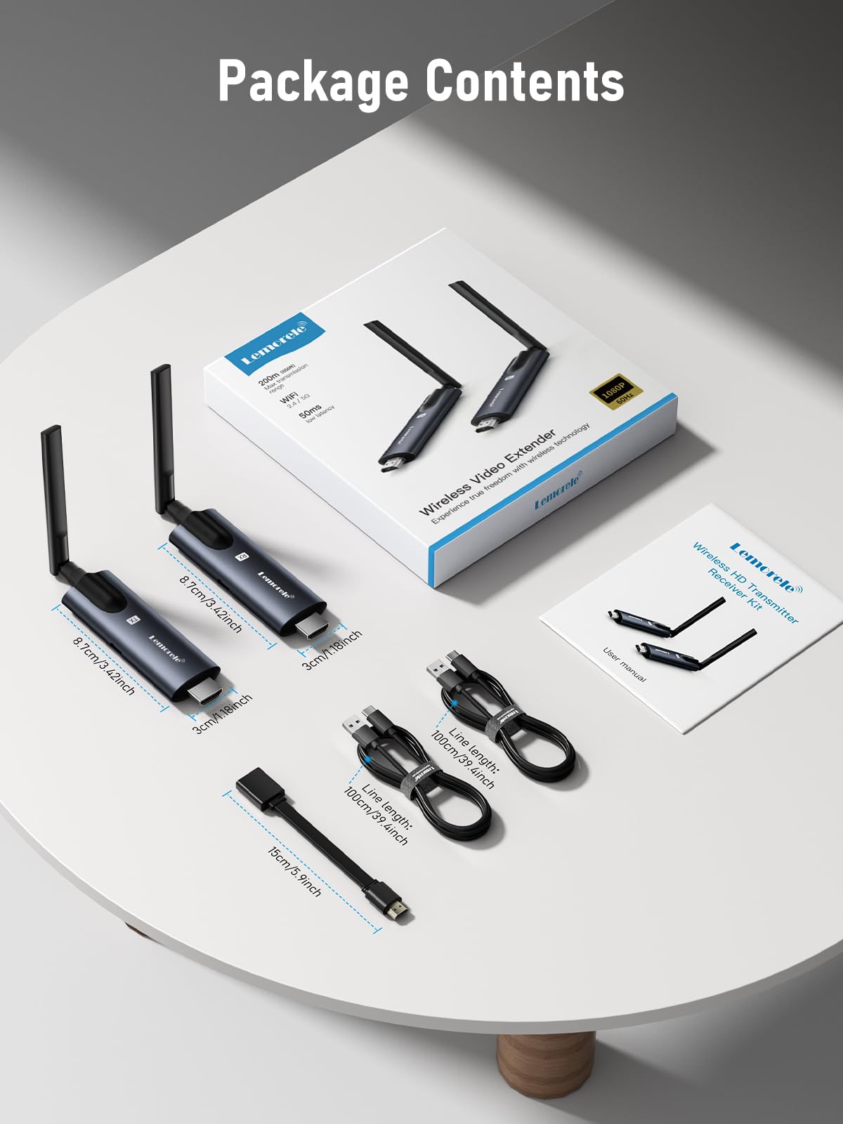 Lemorele Wireless HDMI Transmitter and Receiver, Deep Gray Aluminum Alloy