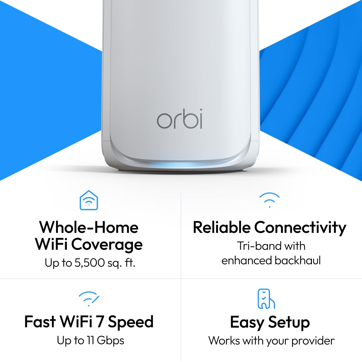 NETGEAR Orbi 770 Series WiFi 7 Mesh System, Up to 8,000 sq ft., 3 Pack