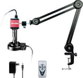 NICE-POWER Digital Microscope Camera, 13MP 1080P HDMI VGA Industrial Video Microscope, 150X Zoom C-Mount Lens, Foldable Stand, LED Ring Light, Soldering Microscopes for Electronics Repair