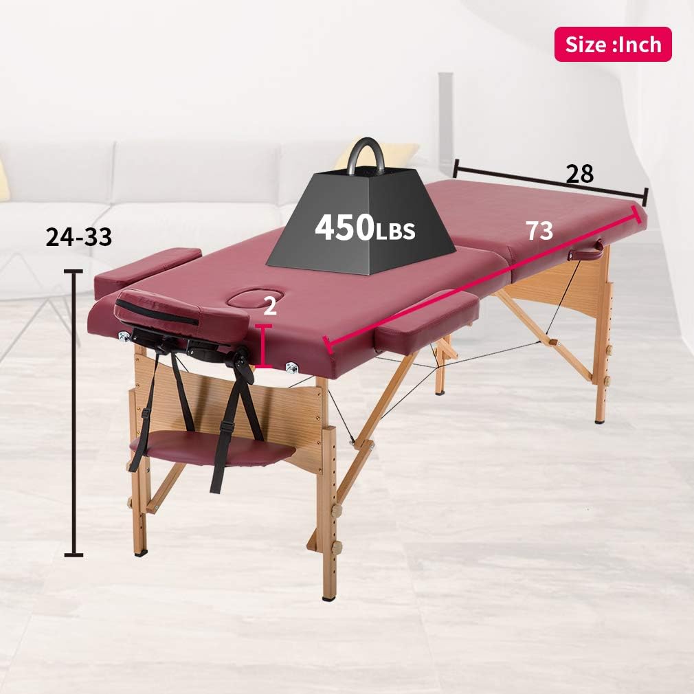 BestMassage Massage Bed Portable Folding Massage Table 24" Wide,Black