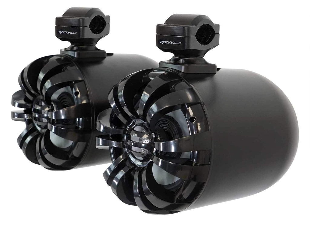 Rockville WB65 Pair Silver 6.5" Metal Marine Wakeboard Tower Speakers