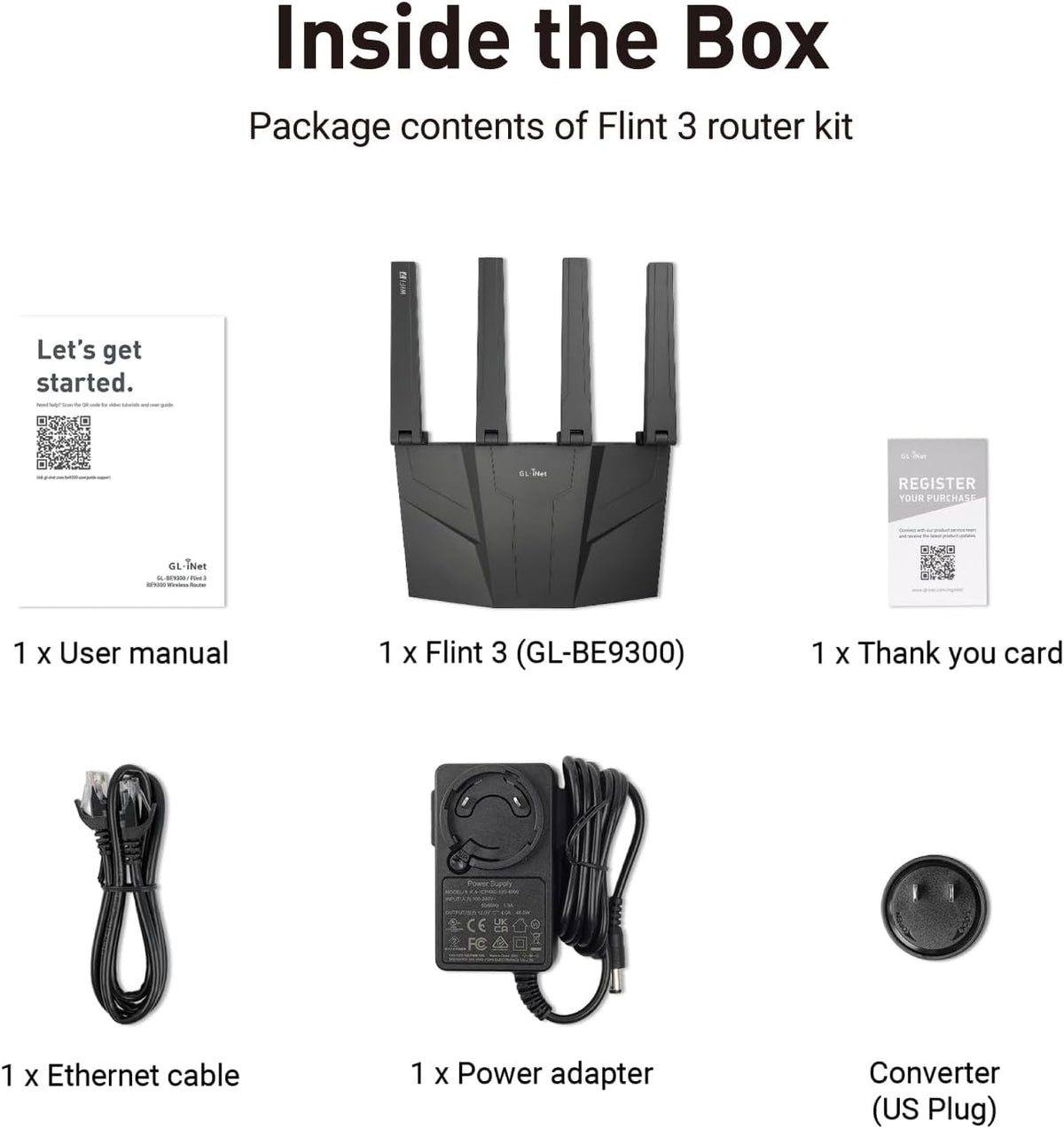 GL.iNet GL-BE9300 Flint 3 Tri-Band Wi-Fi 7 Router 5 x 2.5G VPN Router