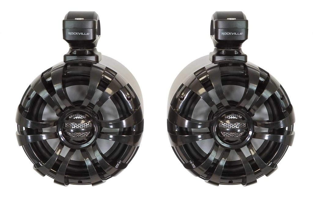 Rockville WB65 Pair Silver 6.5" Metal Marine Wakeboard Tower Speakers