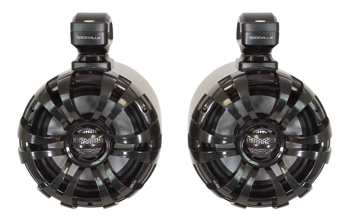 Rockville WB65 Pair Silver 6.5" Metal Marine Wakeboard Tower Speakers