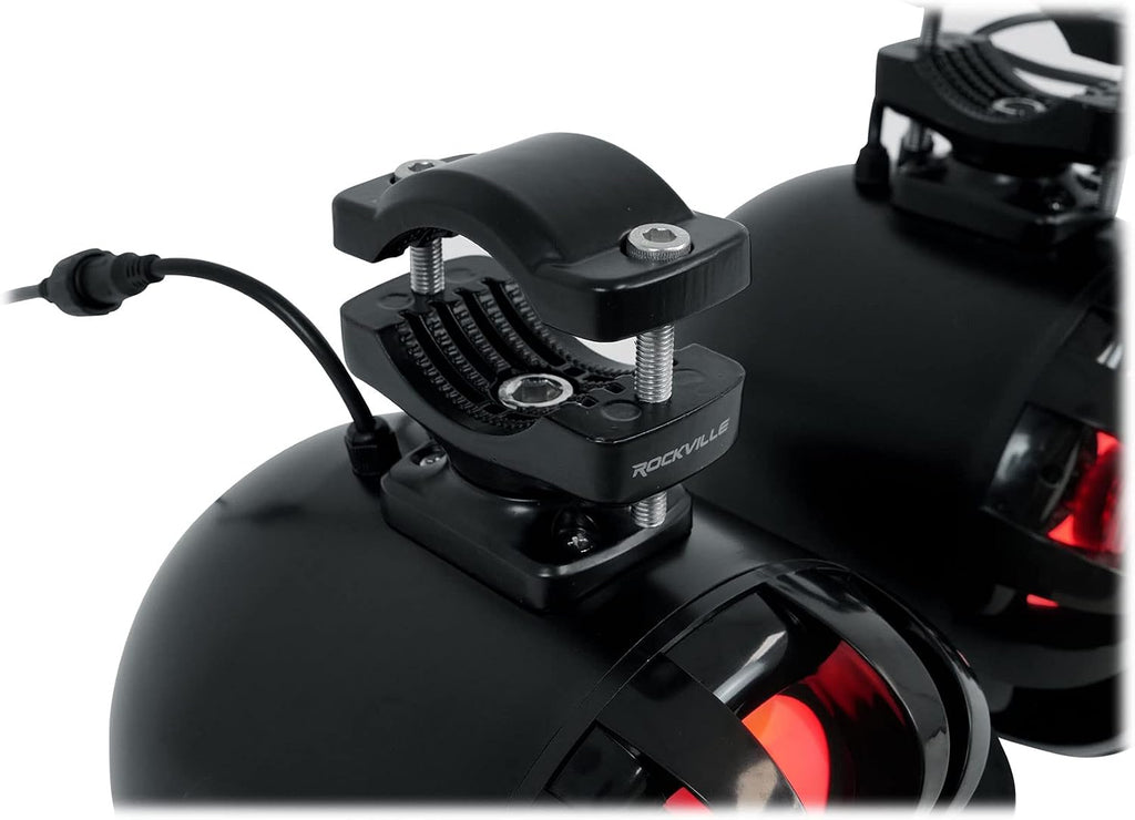 Rockville WB65KLS Black 6.5" Marine Wakeboard LED Tower Speakers Pair
