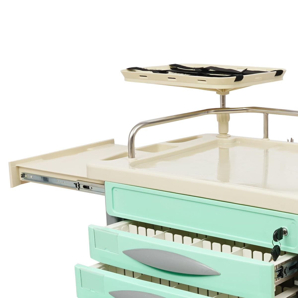 Medical Rolling Crash Cart, Medical Trolley 5 Drawers and Power Strip, Mobile Medical Cart for Clinic, Hospital, Nursing Center, Lockable Storage, Safety Retention Straps, Tag Slots (Blue)