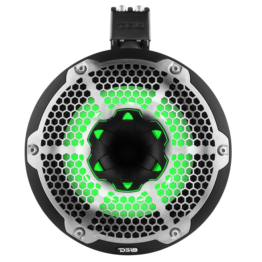DS18 CF-X10TPNEO 10" Neodymium Marine Wakeboard Tower Speakers with Bullet Tweeter, Passive Radiator and RGB LED Lights - High Performance, Marine Grade IP65 Rated, 900W Max 300W RMS 4 Ohms (Pair)