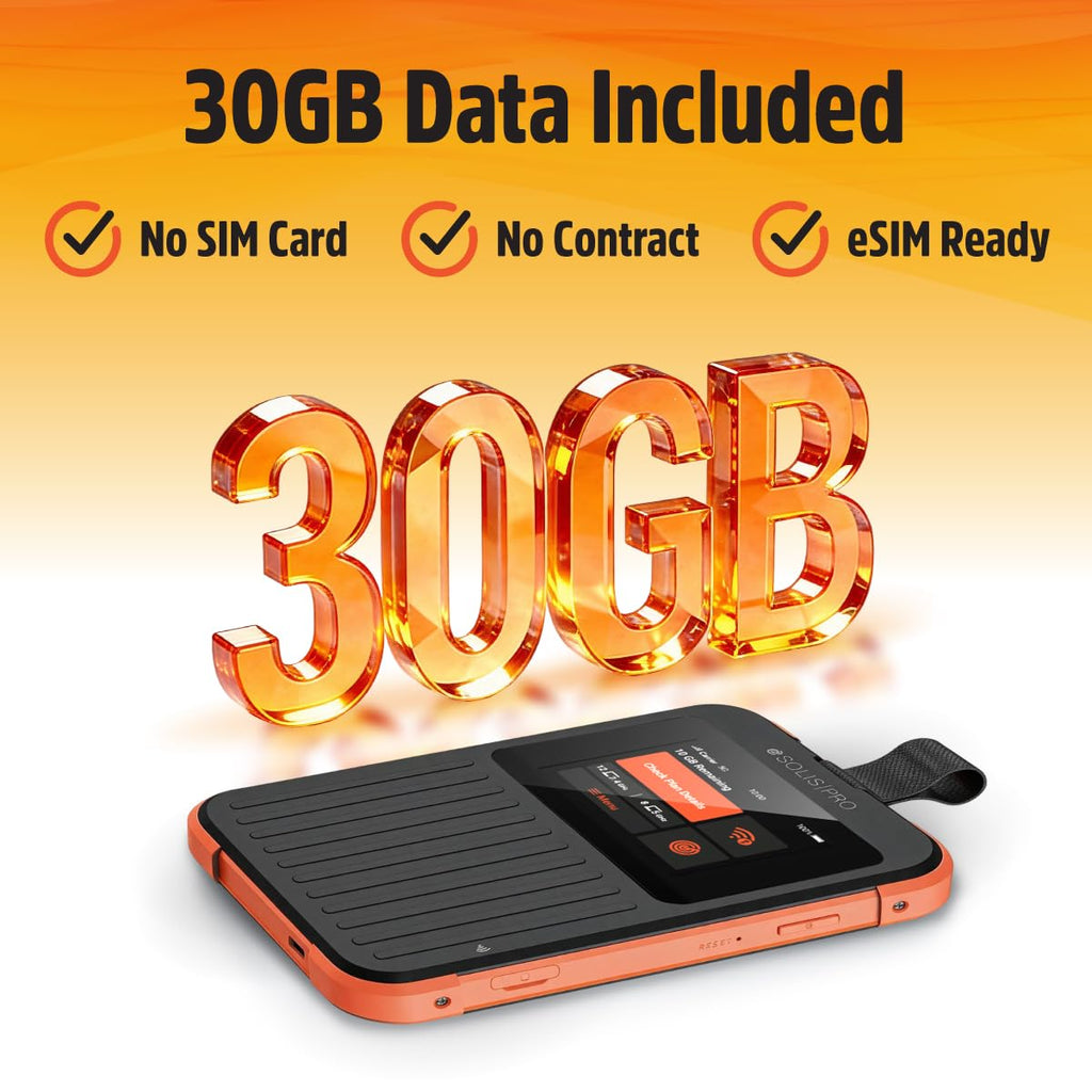 Solis Go, Mobile WiFi Hotspot & Powerbank with 1GB/Monthly + 30GB Data