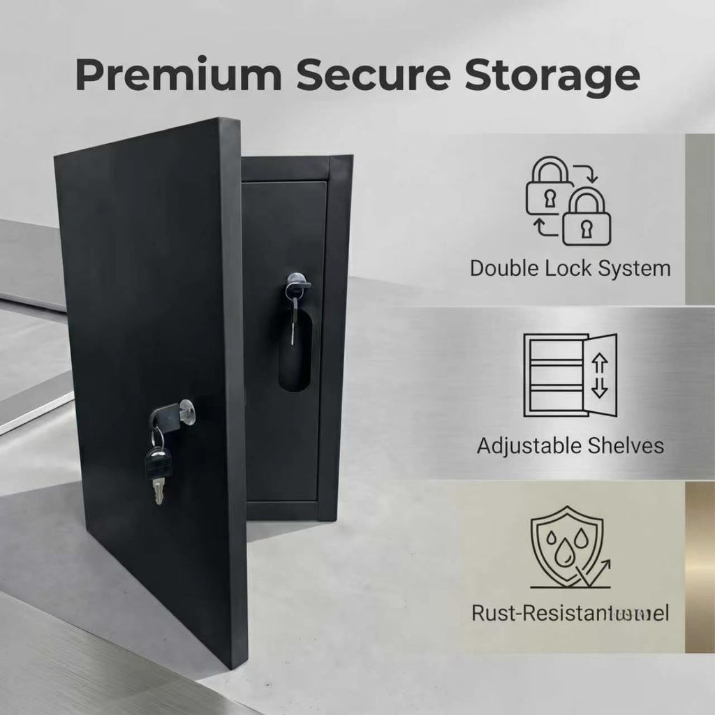 Locking Medicine Cabinet, Narcotics Cabinet with Dual Lock Doors, Wall Mounted Metal Medication Storage Cabinet, Secure Drug Storage Box for Clinics Pharmacies Veterinary Offices&Healthcare Facilities