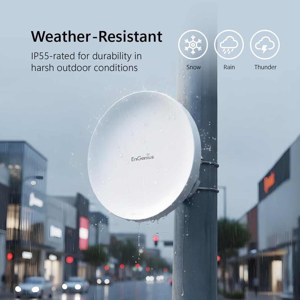 EnGenius Technologies Wi-Fi 5 Outdoor AC867 5Ghz Wireless Access Point/Client Bridge, Long Range, PTP/PTMP, IP55, 26dBm Transmit Power with 19dBi Directional Antennas, GigE Port (EnStation5-AC)