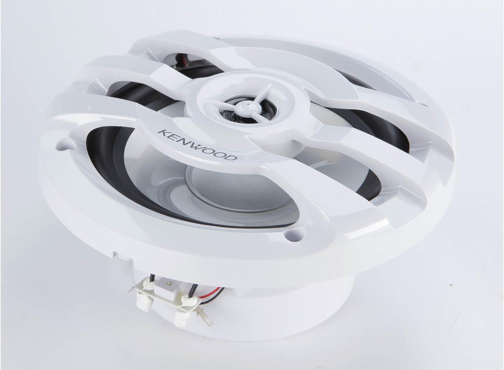 Kenwood KFC-1673MRWL 6-1/2" 2-Way Marine Speakers with Grilles (Pair) | Built-in LED Lights (White)