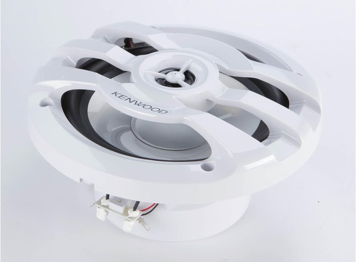 Kenwood KFC-1673MRWL 6-1/2" 2-Way Marine Speakers with Grilles (Pair) | Built-in LED Lights (White)