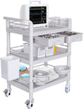 Mobile Medical Cart 3-Tier Professional Utility Cart 330 LBS Max Load