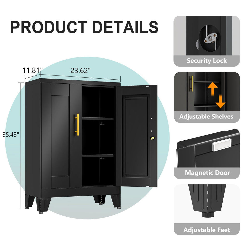 35" Lockable Rolling Metal Storage Cabinet, Steel Employee Storage Locker