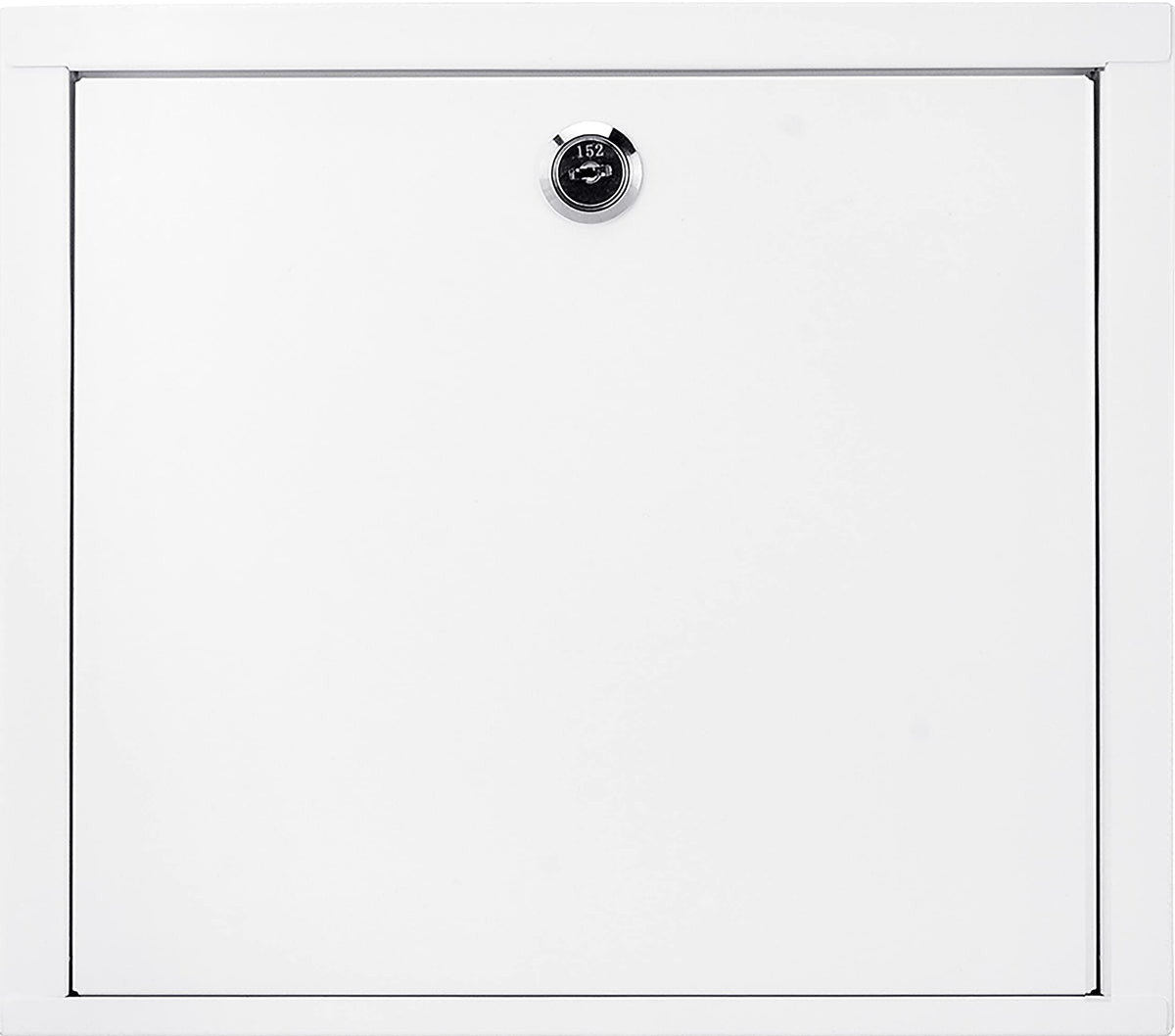 Barska Large Medical Cabinet â Locking Steel Medicine Storage Box with Shelves, Drop-Down Tray, Magnetic Dry Erase Pad, and Wall Mounting Holes - medicine cabinet organizer - Lock Box First Aid
