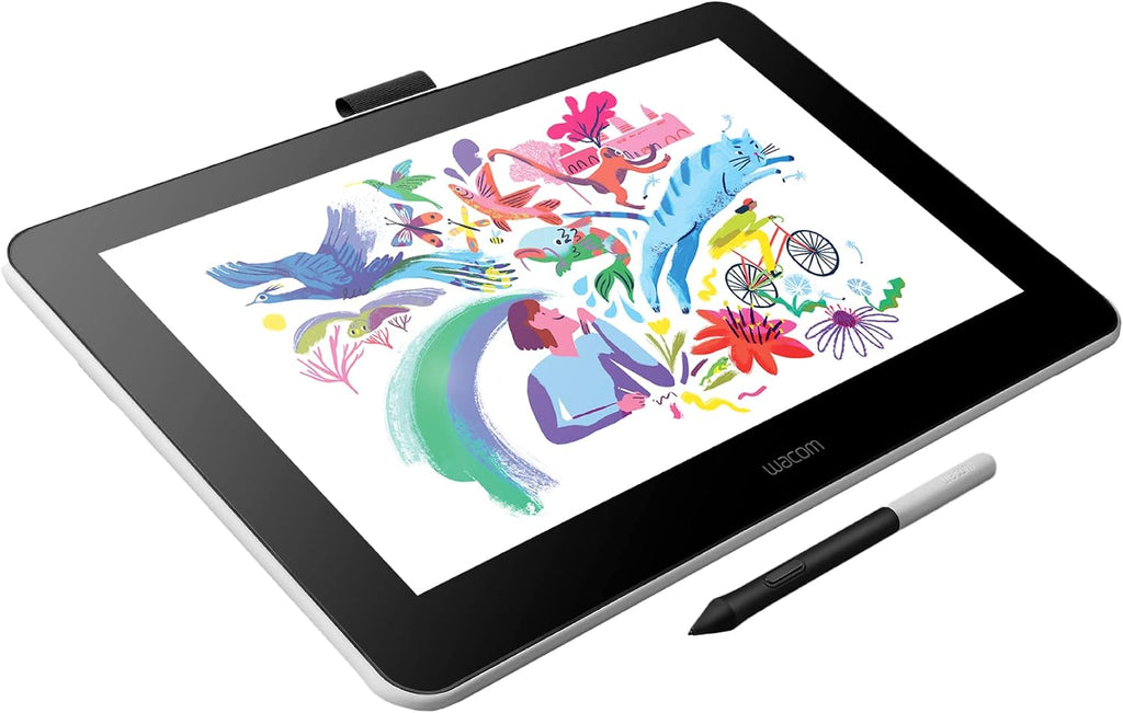 Wacom One HD Creative Pen Display, Drawing Tablet with Screen, 13.3" Graphics Monitor; Works with Mac, PC & Chromebook, Photo/Video Editing, Drawing & Education Old Gen (2019)