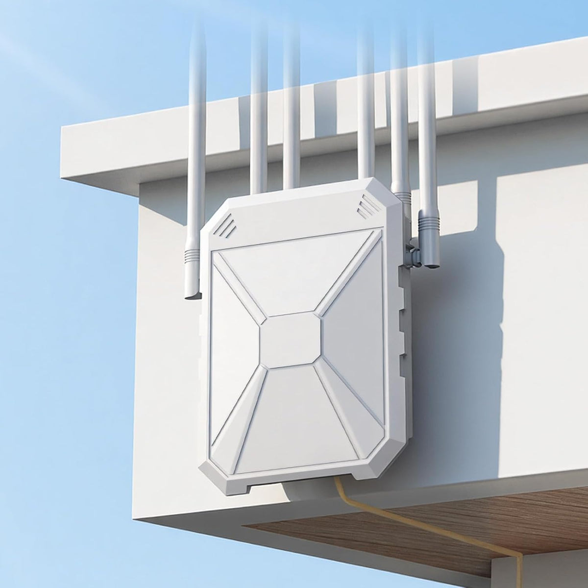 AX1800 Outdoor WiFi 6 Extender for Garage, Farm, Yard & RV, IP65 Weatherproof Long Range Access Point with PoE, Gigabit Ethernet & 6 Antennas, Starlink Compatible