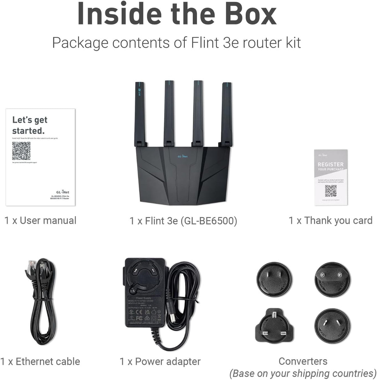 GL.iNet GL-BE6500 Flint 3e Wi-Fi 7 Router with VPN for Home and Gaming