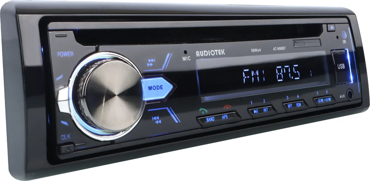 Audiotek Pioneer 4X Receiver + Bluetooth CD AM Speakers Car FM 1-Din Audio 6.5" Bundle