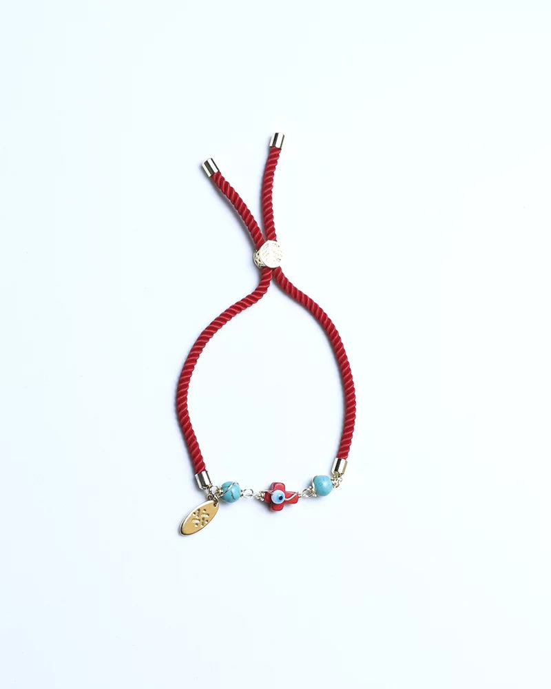 Design Eye By Red Adjustable Fabrizio Murano Bracelet Turquoise Females Capri with in and Charm Cross Adult for
