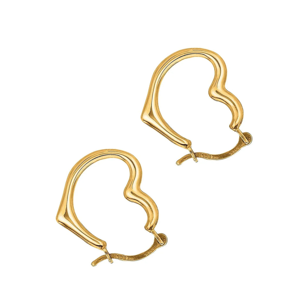Earrings Gold Yellow 10K Real Hoop Heart