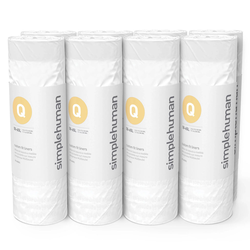 13-17 50-65 Code Gallon, Fit White Roll Q / 240 Trash Drawstring simplehuman Pack, Liter Custom Bags,