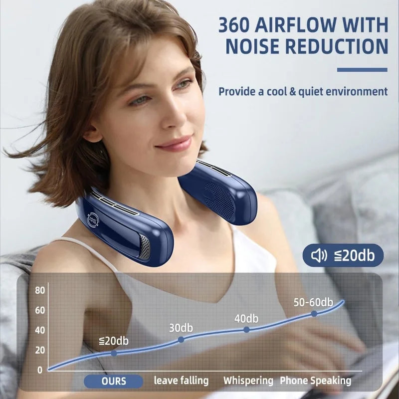 Personal Neck That Essentials Your Cooling Fan Fan Cooler Bladeless Women Around 5200mah Neck Blow Rechargeable Cold Men Neck Wearable Fan Air Conditioner Neck For Air Portable Travel