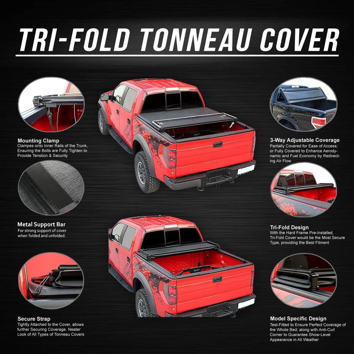 Motoring 15 2019 Top TTC-TRISOFT-057 Adjustable 16 Tonneau Fleetside 18 Soft For 6.5' to Tri -Fold DNA Tundra Bed 2014 17 Trunk Cover