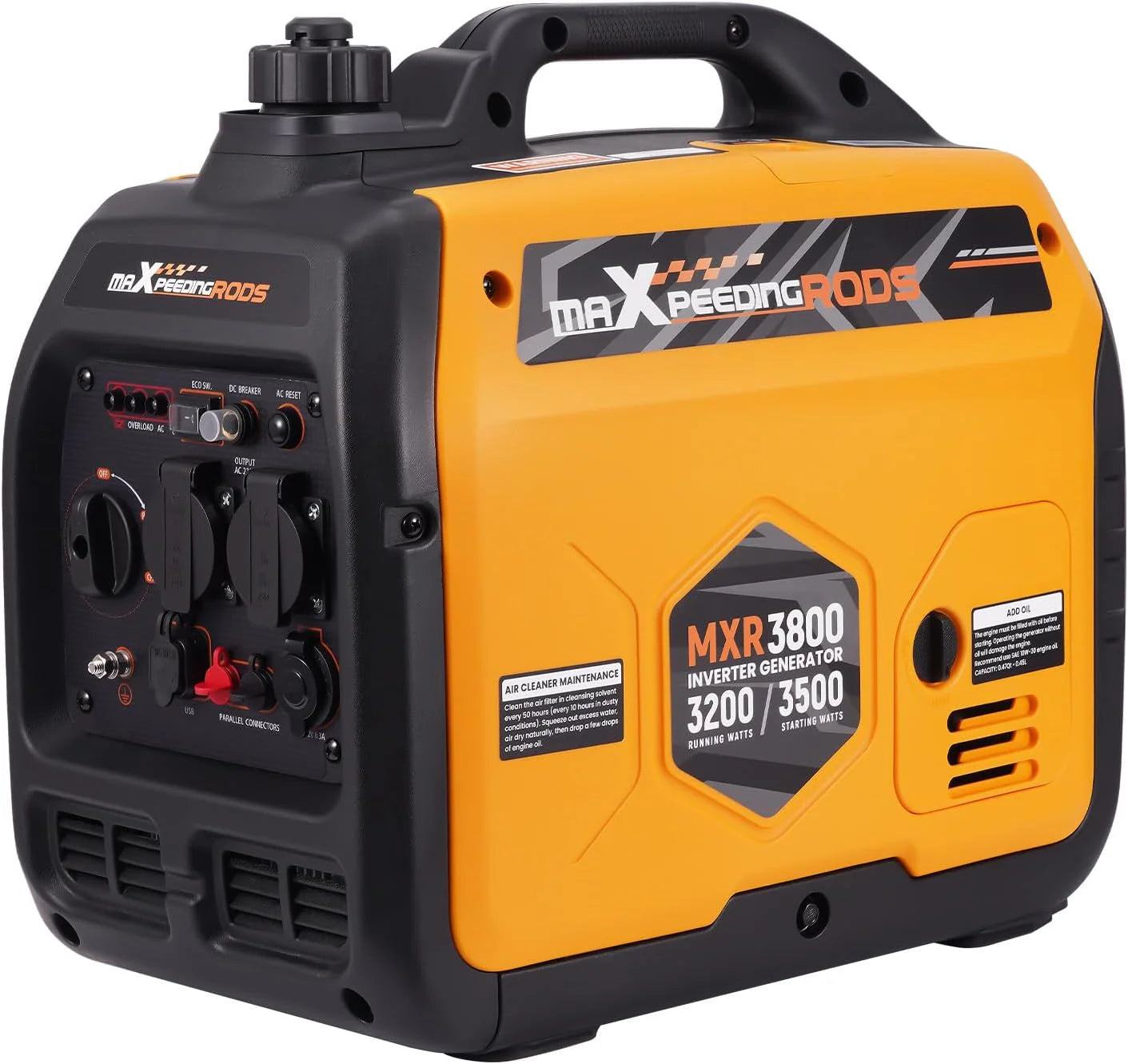 Maxpeedingrods Inwerterowy Generator Prądu 3500 W, Lekki I Mobilny Agregat Prądotwórczy Na Benzynę, Tryb Eco Z 2 X 230 V / 2 X Usb / 1 X 12 V Dc Gniaz