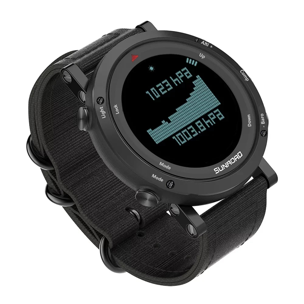 Sunroad Barometer Altimeter Compass Thermograph Weather Forecast Men Watch 50Meters Water-Resistant Multifunctional Sports Watch For Mountaineering Running Trekking Camping