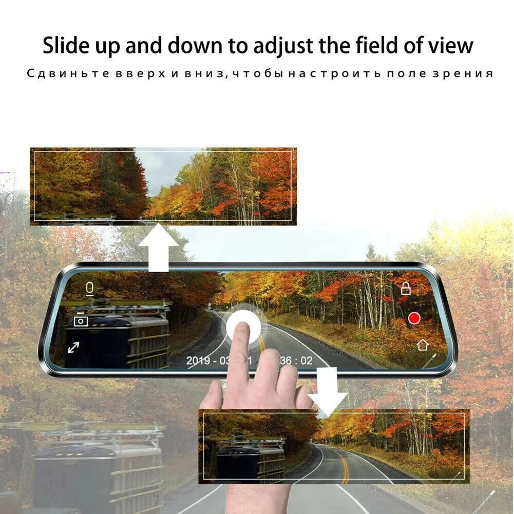 For Hd Car Dvr Front Rear Dual Cam 10-Inch Touch Screen Rearview Mirror Video Recorder Dashcam Dropshipping