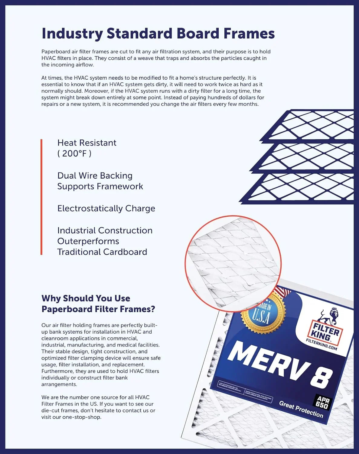 | IN 23 Furnace A/C Filters USA | Actual 53 Filter HVAC 23x53x1 Filter | MERV x Pleated dimension: Air | 4-PACK x .75" MADE 8 King