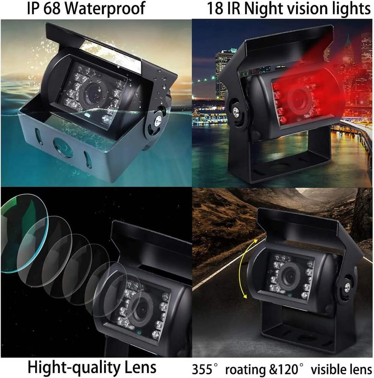 Heavy Vehicle Duty Vision Camecho 12 View 18 Rear IR Backup Backup V 24V Night Waterproof Camera Truck Camera