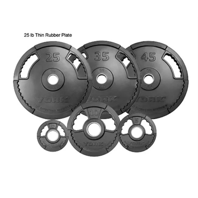 York Plate lbs Line Olympic Grip Rubber Encased Barbell Thin G2 - 35 Dual