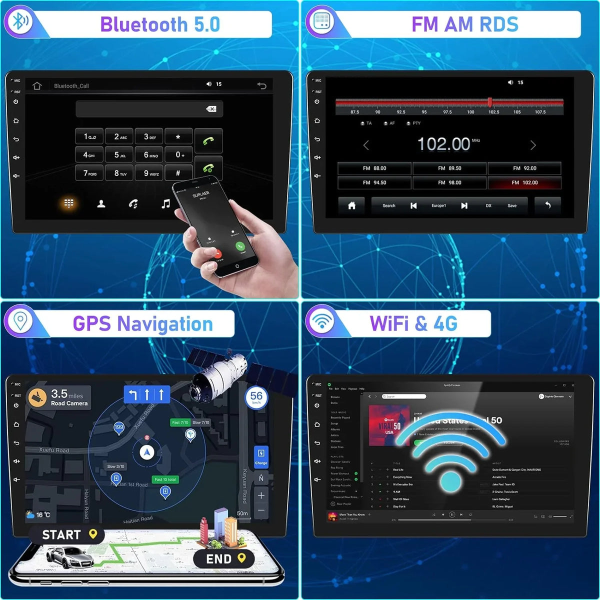 8th GPS 4G Stereo Navigation CarPlay Camera（4G+64G） Car 8 Auto Backup Car Bluetooth THONZER Honda with 2008-2013 10.1 Inch Screen Stereo for Radio Core Touch Accord Android 5.0 Android WiFi