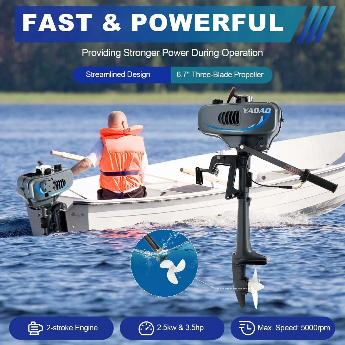 Motor Engine Engine Cooling Duty Stroke 2 Boat liquid System Heavy 3.5HP Outboard