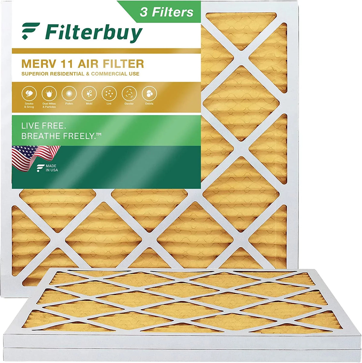 HVAC Filters 11 Filterbuy AC Pleated (3-Pack) Furnace Air 20x20x1 MERV