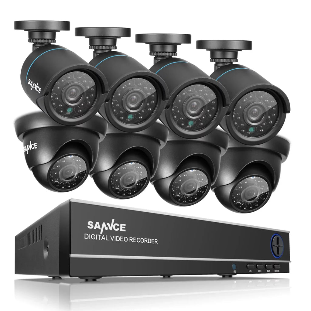 HDD Vision Weatherproof Technology/E-Cloud Night Security (8) System Remote -No IP66 Cameras, Service, 720P DVR Surveillance , Code CCTV Full SANNCE 1080N 8CH Camera and Access QR Scan P2P
