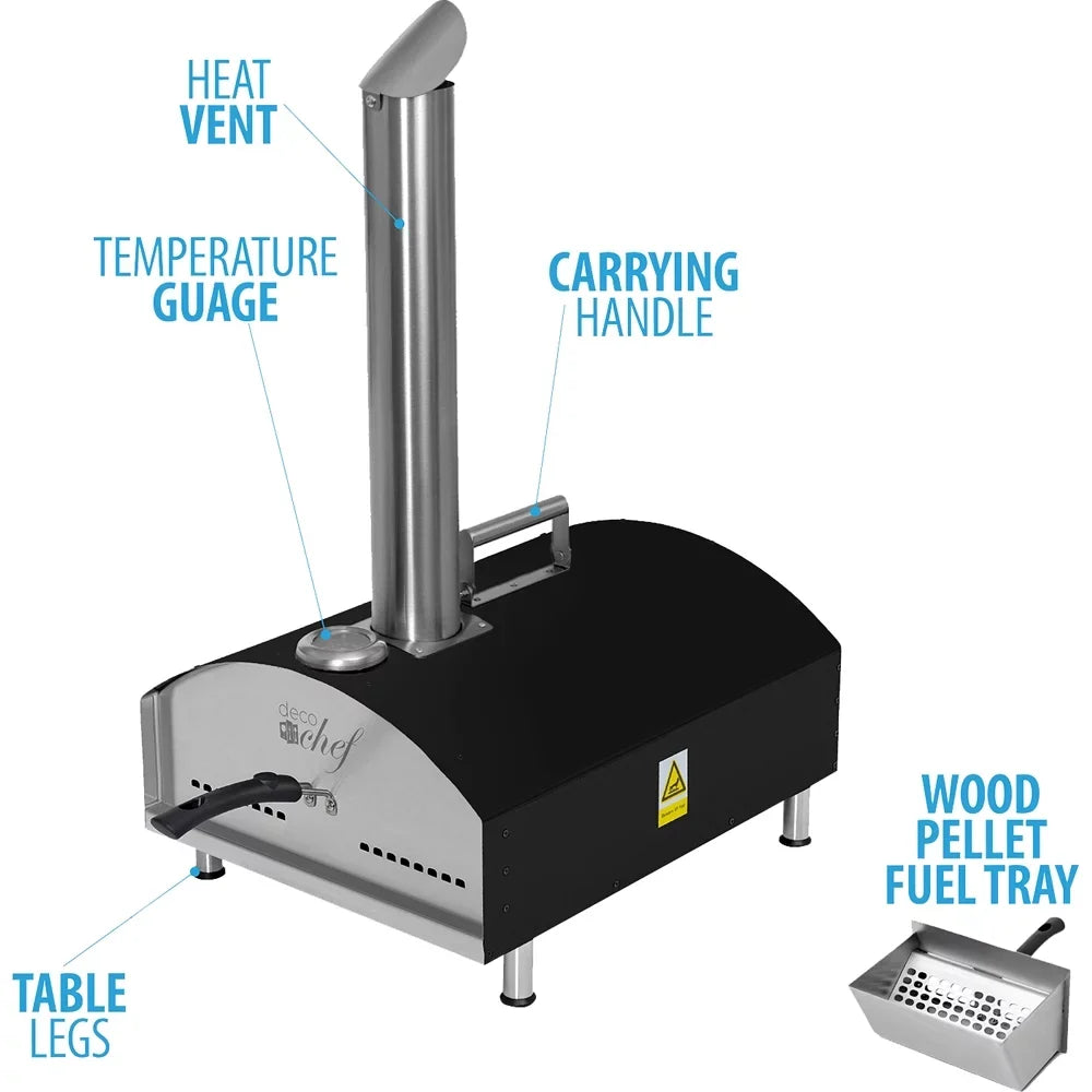 Scraper, 13" Peel, and Pizza Stone, Pizza Dough with Functionality, Construction, Grill Deco Pizza 3-Layer Open 2-in-1 Stainless Steel exterior Chef Pizza Box Oven Oven Grill Slotted (Black) Scoop,