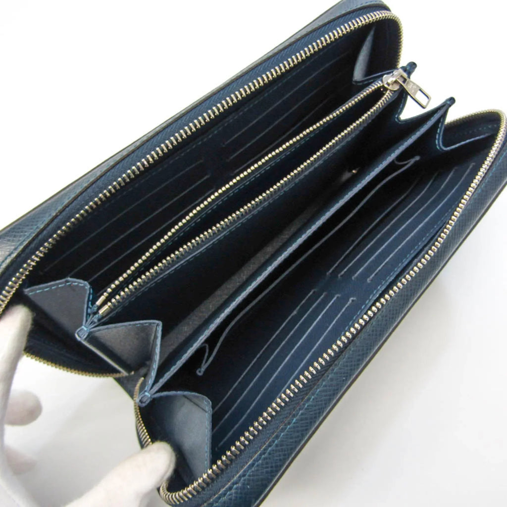 Second-Hand Louis Vuitton Taiga Zippy Xl M64019 Men'S Taiga Leather Long Wallet (Bi-Fold) Navy Navy (Good)