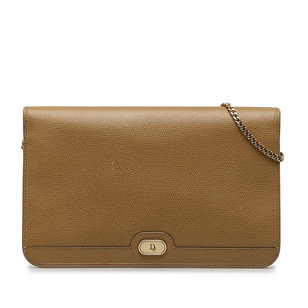 Unisex (Good) Authenticated Bag Leather Chain Dior Calf Pre-Owned Crossbody Crossbody Brown