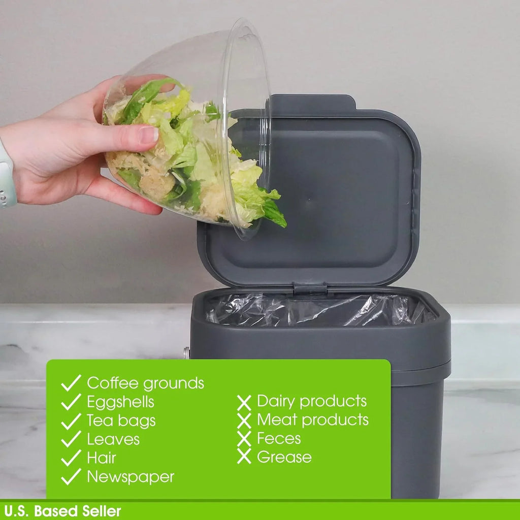 Kitchen For Compost Bucket Scraps, 4L 1Gal For - Small Wall Compost Bin Compost Countertop Bin - And Recycling More Trash, Food Aluminum Or Mounted Indoor Cabinet