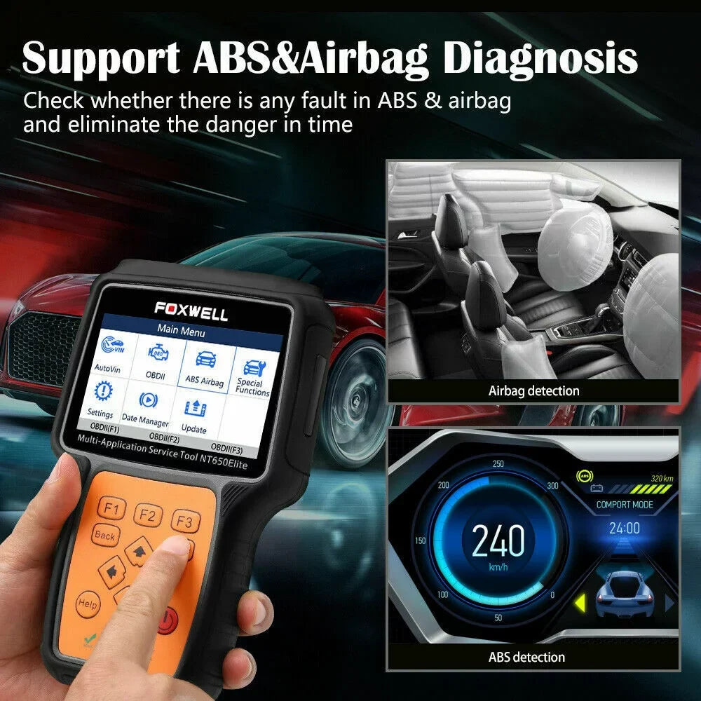 with Code TPMS DPF Air NT650 EPS Reset Light FOXWELL Oil II Car ABS OBD2 Battery Scanner Registeration TPS Automotive Reader EPB OBD Bag Elite SAS