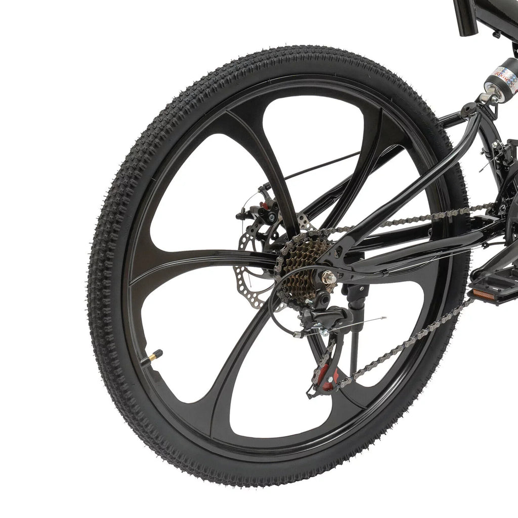 Miumaeov 26" Black Adult Folding Bike 21-Speed Shifter Folding City Bike Lamp Weight Carbon Steel Camping Bicycle Max Loading 150Kg/330Lbs