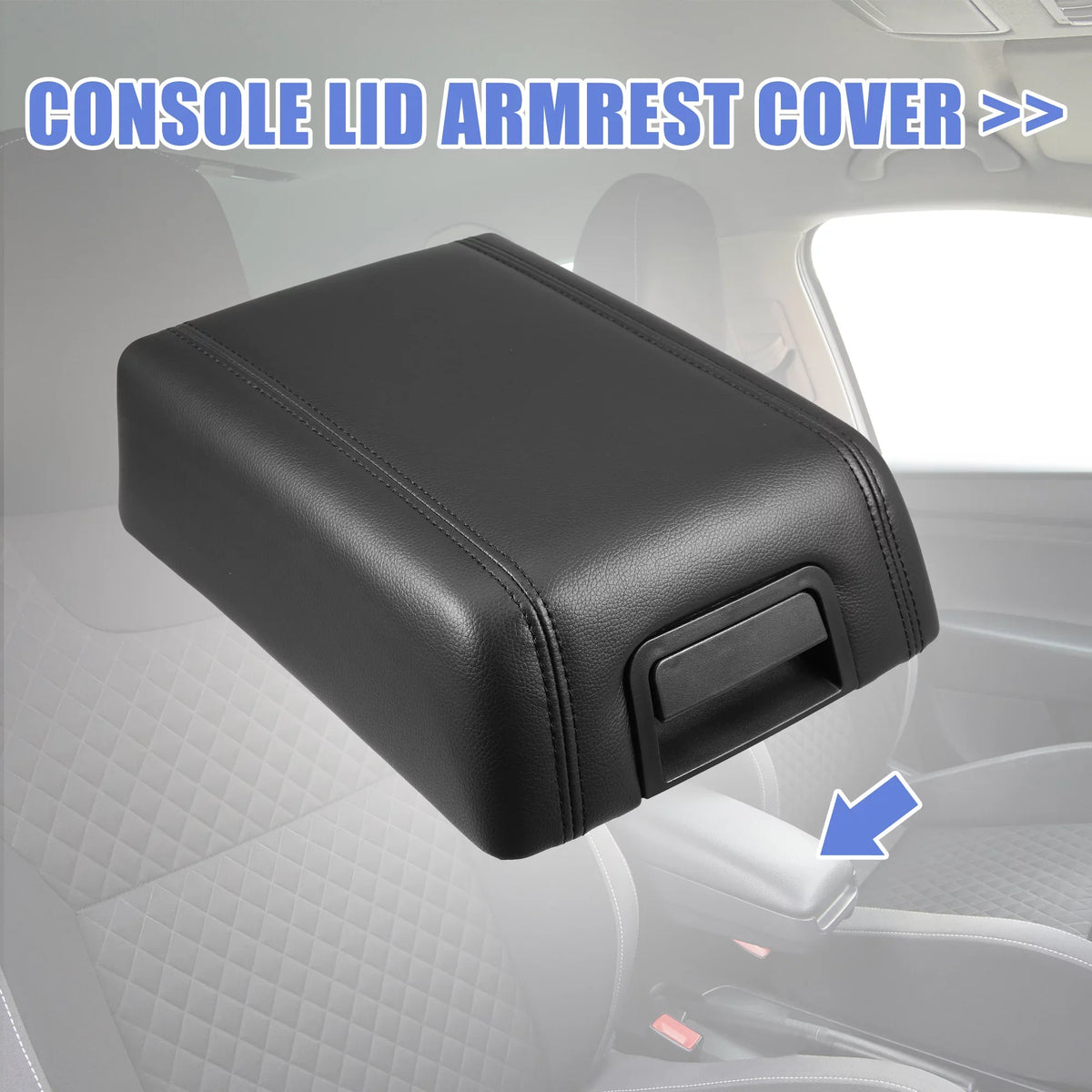Lid Box Console Black F-150 2004-2008 Protector Cover Armrest Seat Center Car for Faux Leather