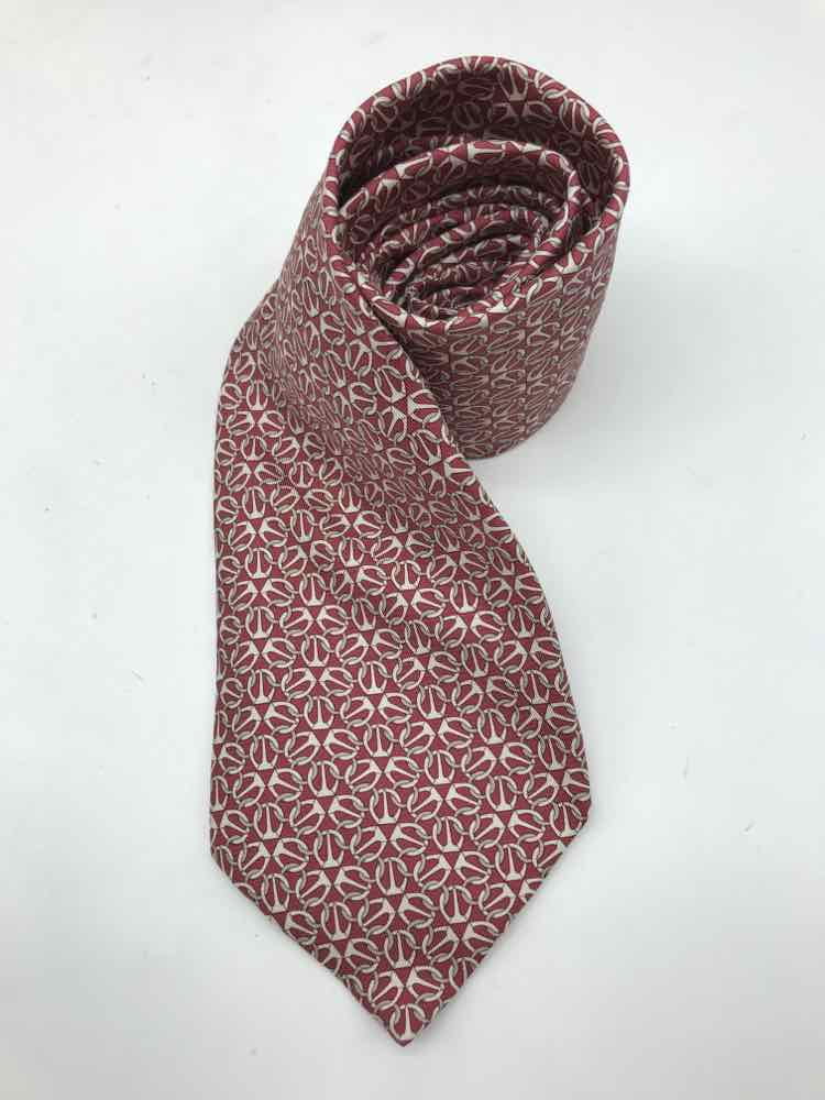 Silk Tie Red Men's Pre-Owned Printed Hermes