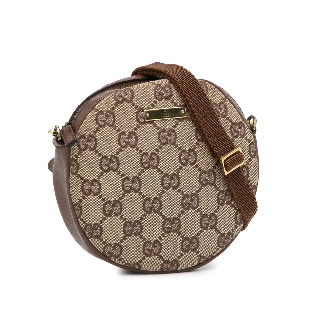 Unisex Crossbody Brown Pre-Owned Crossbody GG Bag Authenticated (Good) Fabric Canvas Round